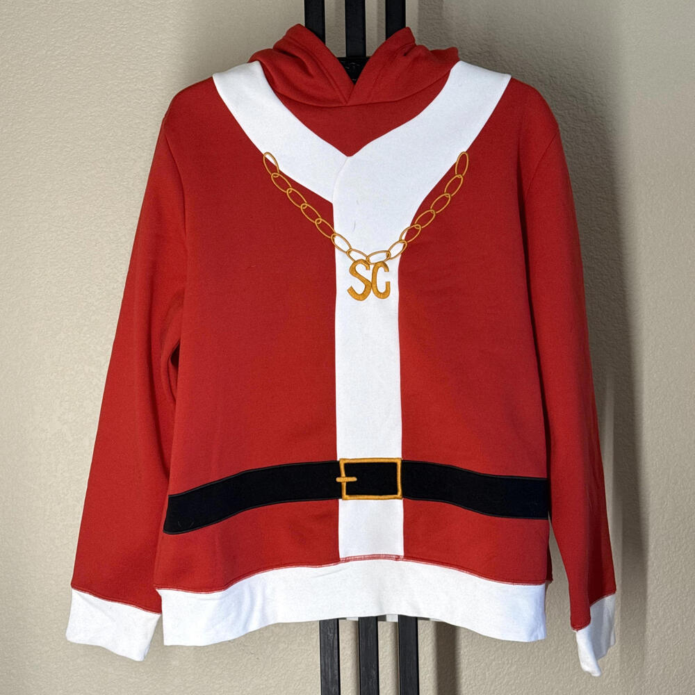 Aéropostale Ugly Christmas Hoodie XL Santa Suit Gold Chain